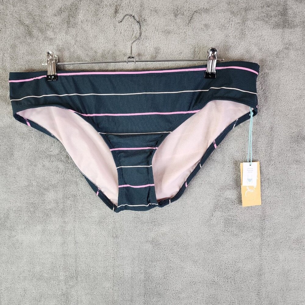 Womens Indigo Kona Sol Modern Coverage Wide Hipster Bikini Bottom XL (16-18)